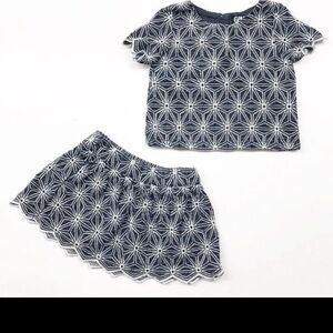 Oshkosh B’Gosh  Navy and White Geometric Lace Two-Piece Dress Set Size 3T